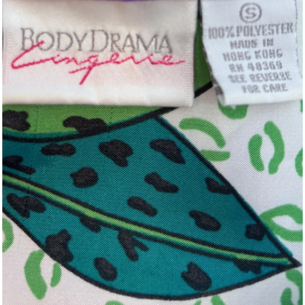 Body Drama Lingerie Robe Womens Small Purple‎ Green Tropical Leopard Excellent